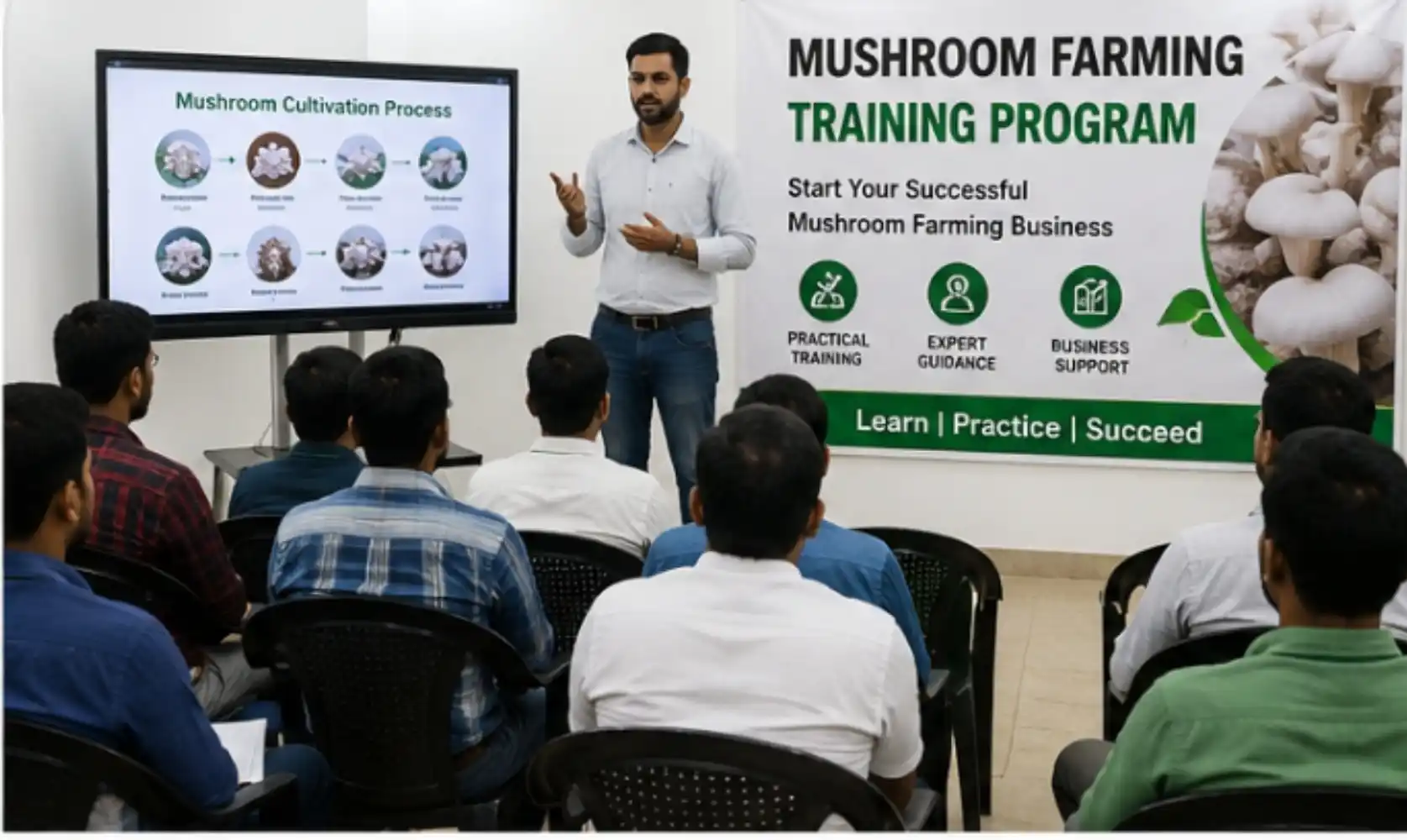 Mushroom farming training classroom