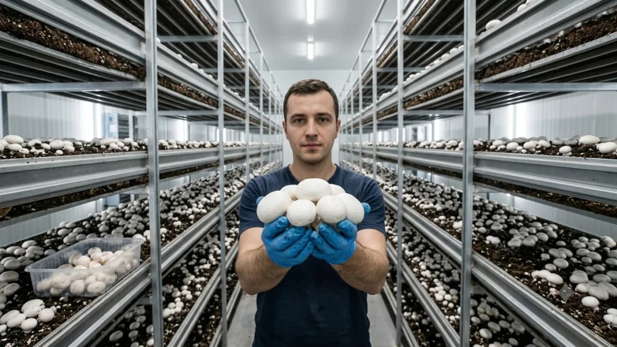 Successful organic mushroom farmer
